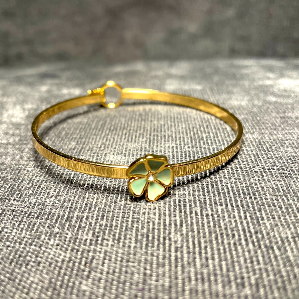 Gold Enamel Flower Bracelet